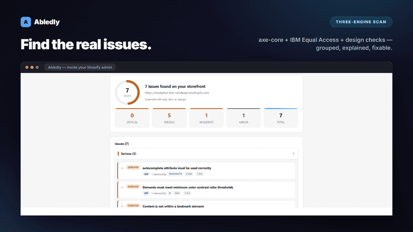 Abledly: find and fix real accessibility issues in Shopify