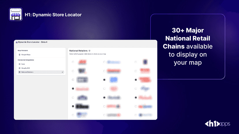 Display major national retail chains on your map