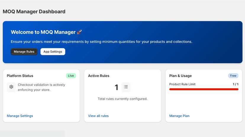 MOQ Manager Dashboard