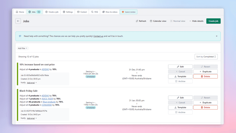 Price editing and scheduling with Price Scheduler