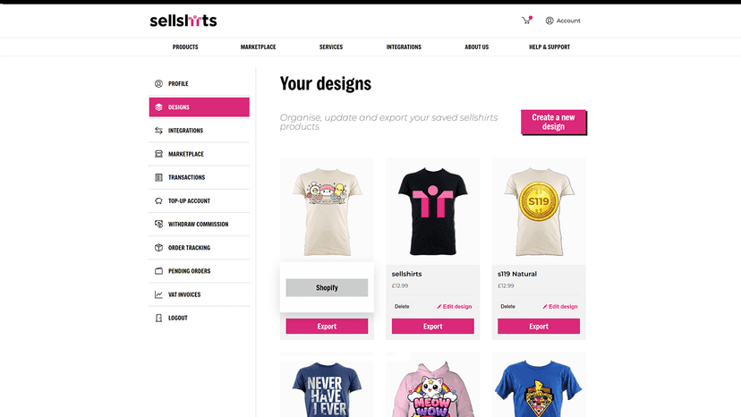 Quickly export to shopify
