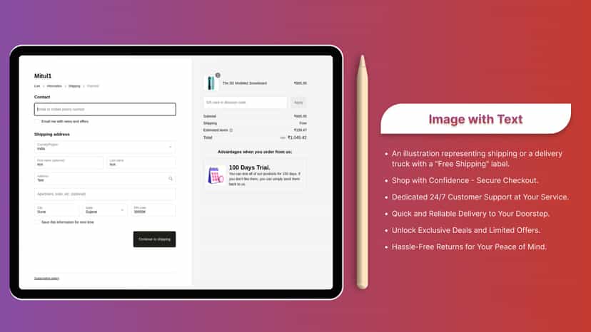 Checkout Custom Image with Text Section
