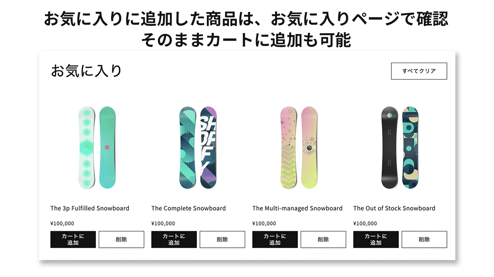 お気に入りに追加した商品は、お気に入りページで確認 | そのままカートに追加も可能