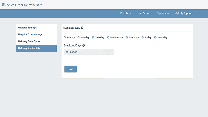 Settings Page Admin Panel