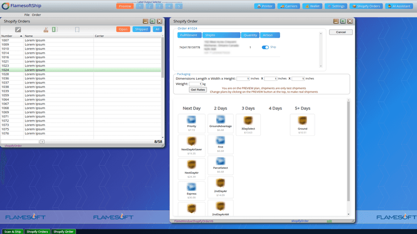 Easily rate shop and create shipping labels