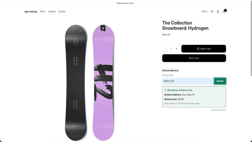 Storefront widget - in-zone