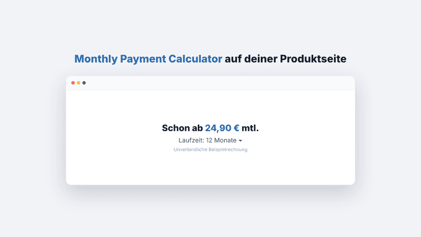 Monatsrate auf der Produktseite