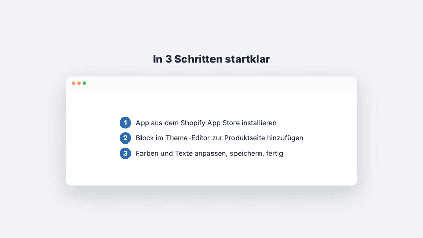 Einrichtung in drei Schritten