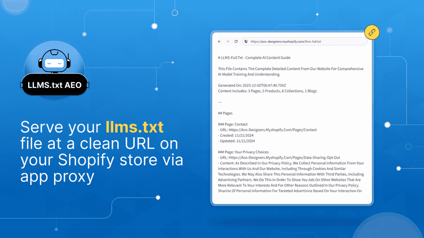 Serve llms.txt at a clean Shopify URL through app proxy