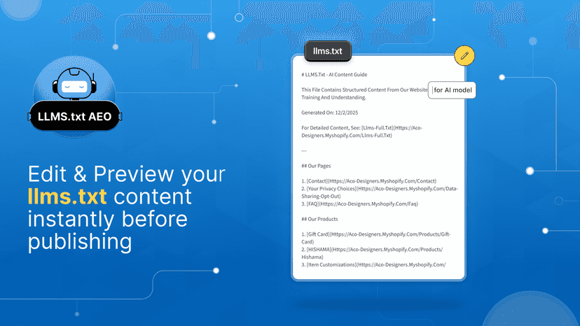 Edit and preview llms.txt instantly before you publish it