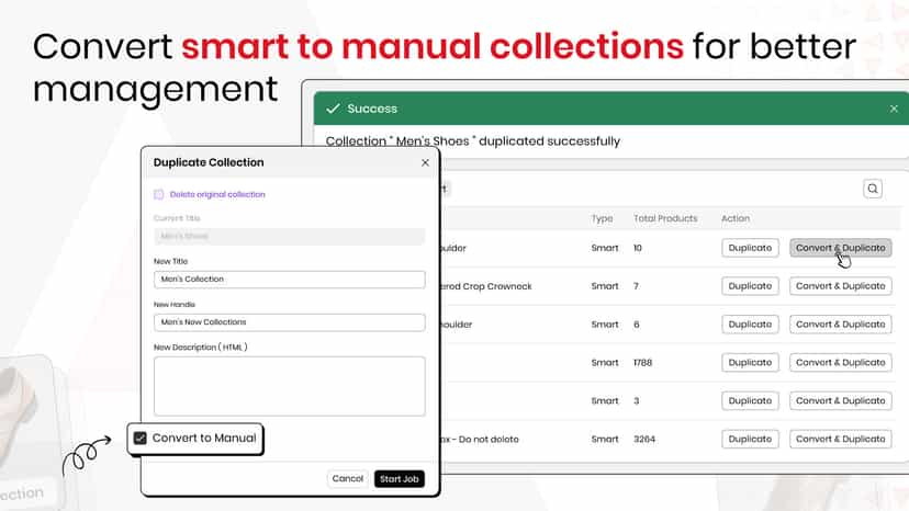 Convert smart to manual collections