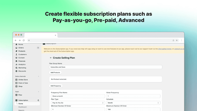 Create subscription plans
