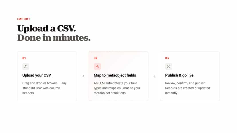 Import. Upload a CSV. Done in minutes.