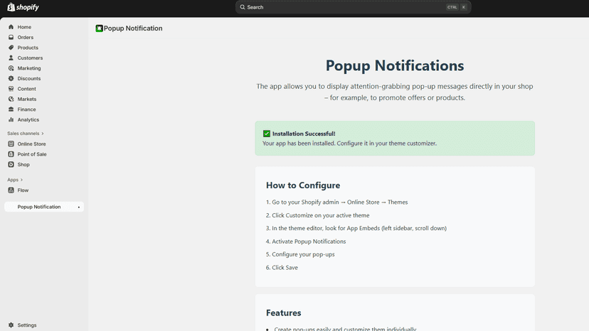 App after installation