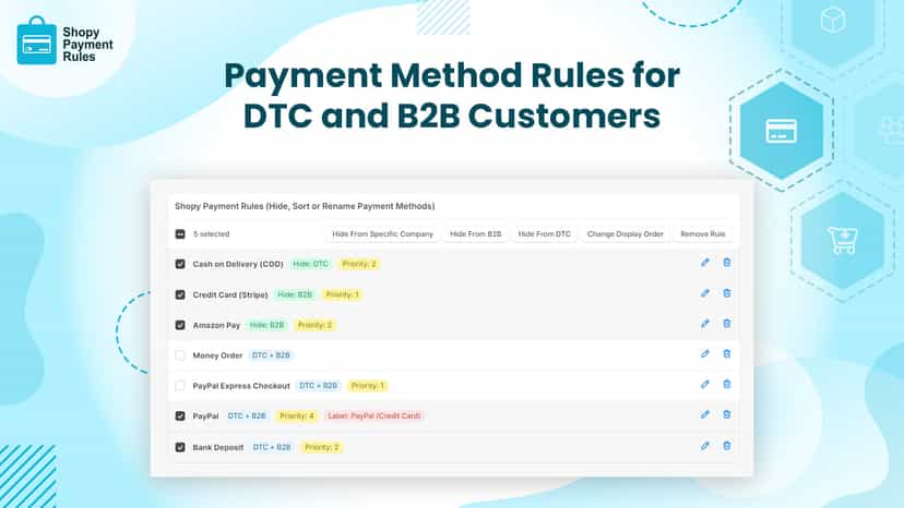 Payment Method Rules for DTC and B2B Customers