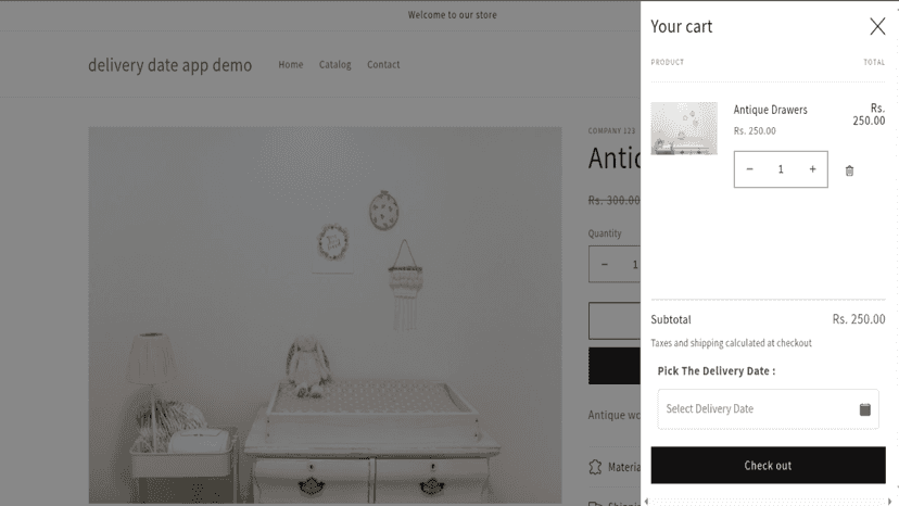 Cart Drawer Delivery Date Picker