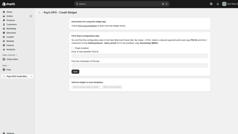 App admin panel