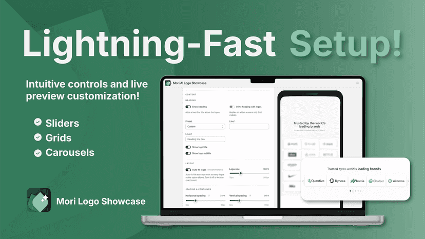 Intuitive preview customization: sliders, grids, and carousels.