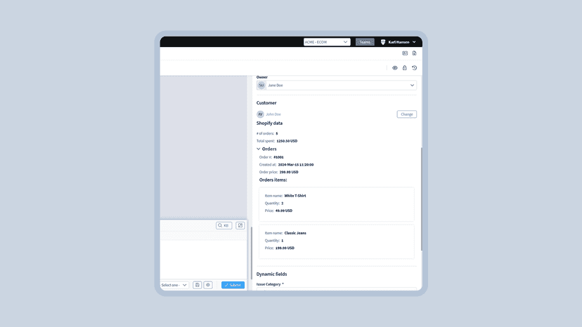 Ticket page with shopify data