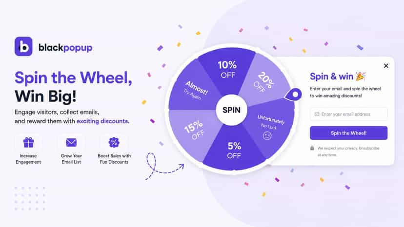 Spin wheel popup
