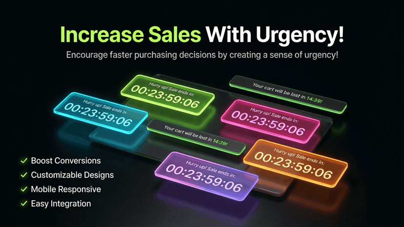 Promotional graphic showing colorful countdown timers.