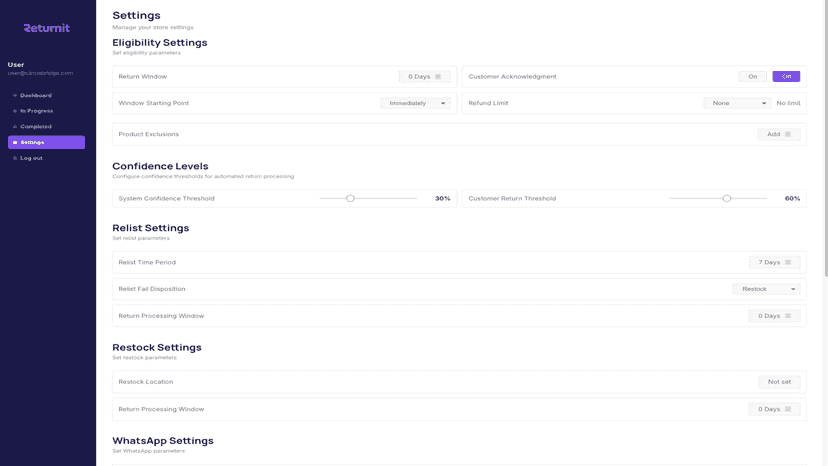 Settings Screen