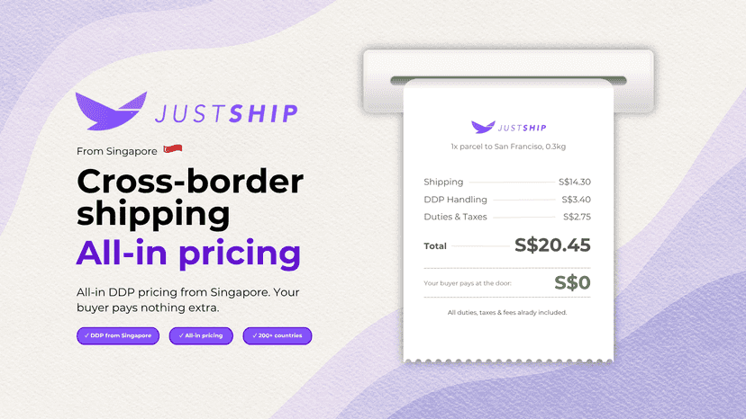 JustShip cheapest international shipping from Singapore DDP