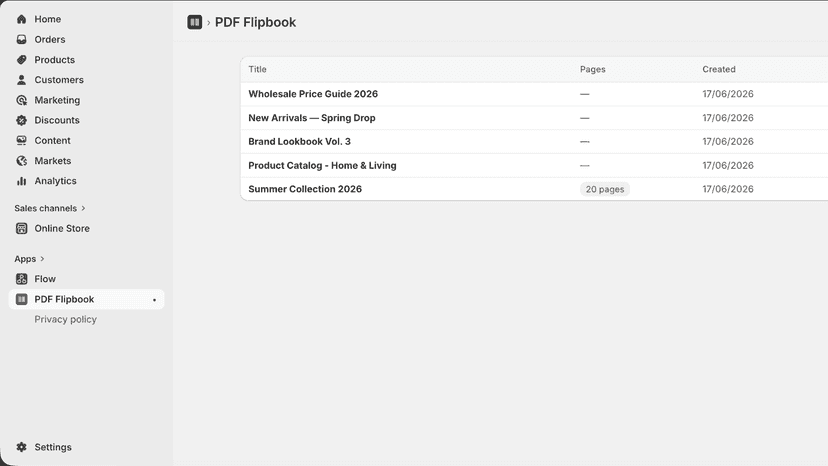 List of uploaded flipbooks