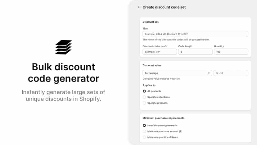 bulk discount code generator