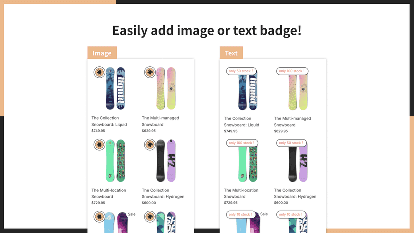 Easily add image or text badge!