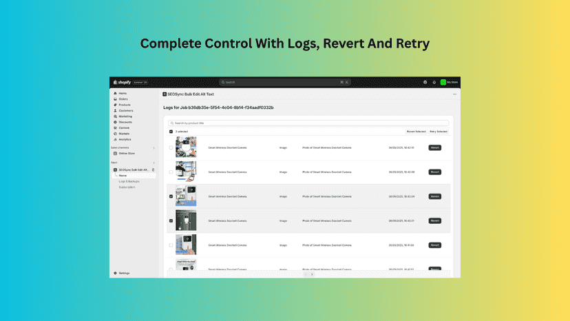 AI POWERED SEO BULK EDIT ALT IMAGE TEXT - LOGS WITH RETRY
