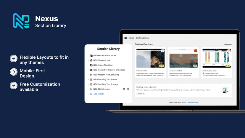 Flexible, fast and fully customised sections