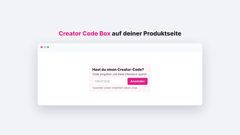 Rabattcode-Feld auf der Produktseite im Shopify-Shop