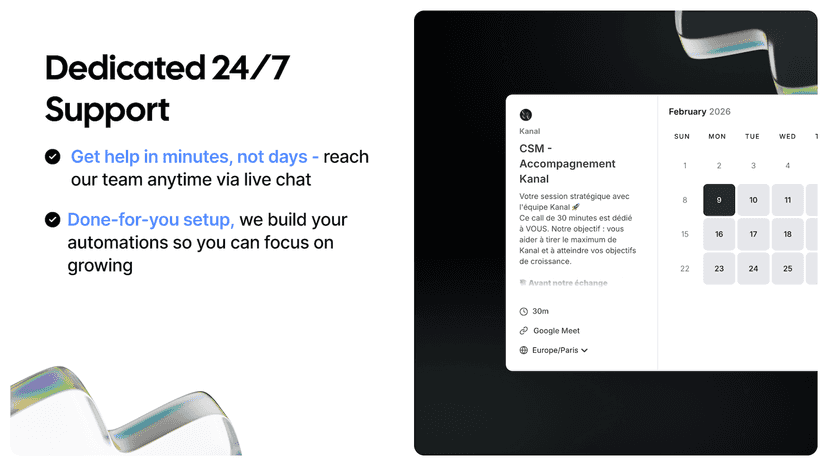 WhatsApp 24/7 live chat support and done-for-you setup