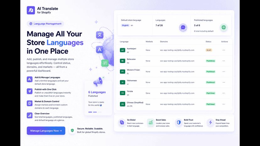 Manage languages