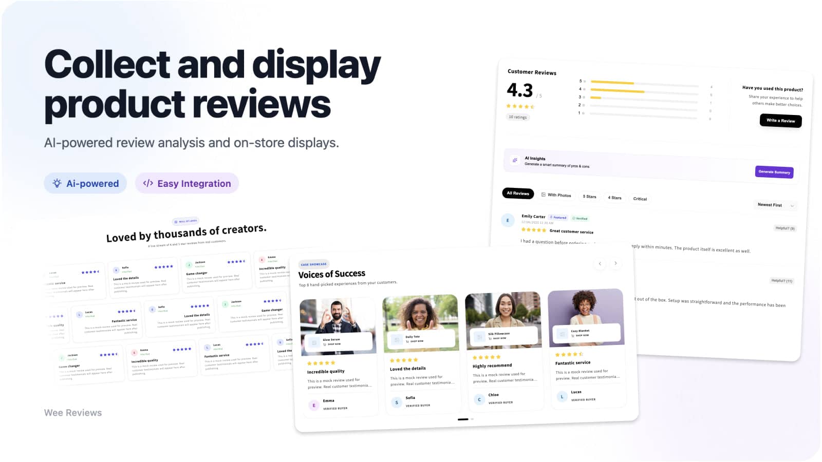 Collect and display product reviews