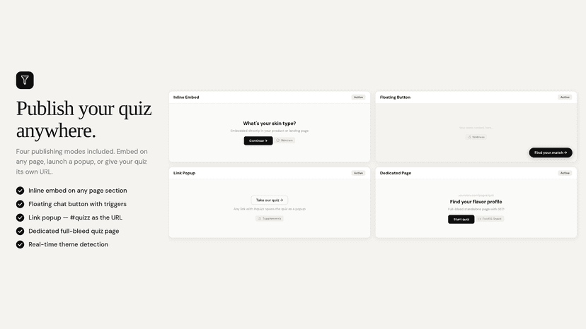 4 publishing widgets: inline, floating, popup, dedicated