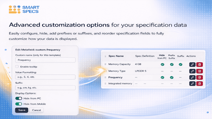 Smart specs shopify app specification table application