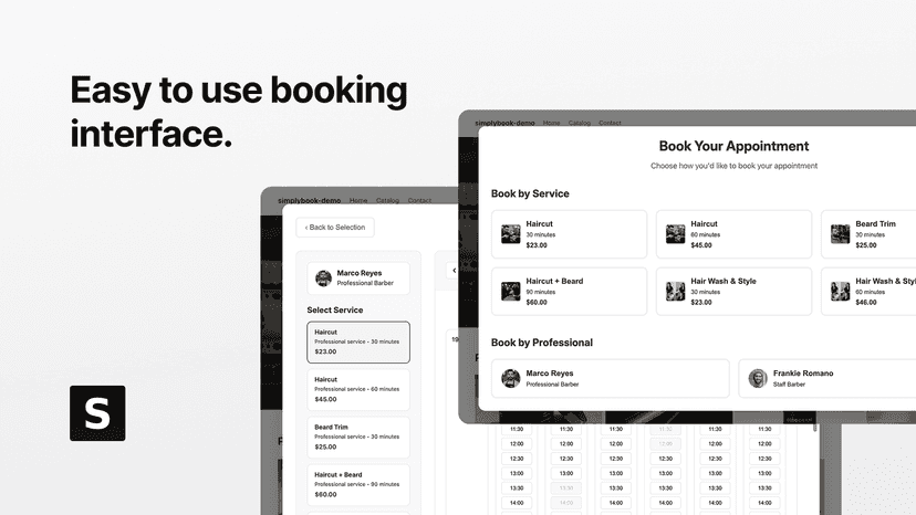 Easy to use booking interface.