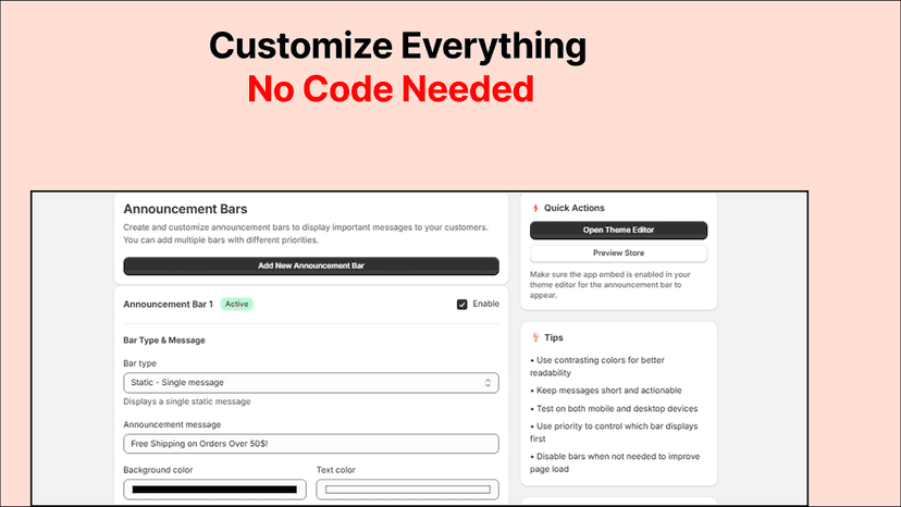 Customize in seconds no code required