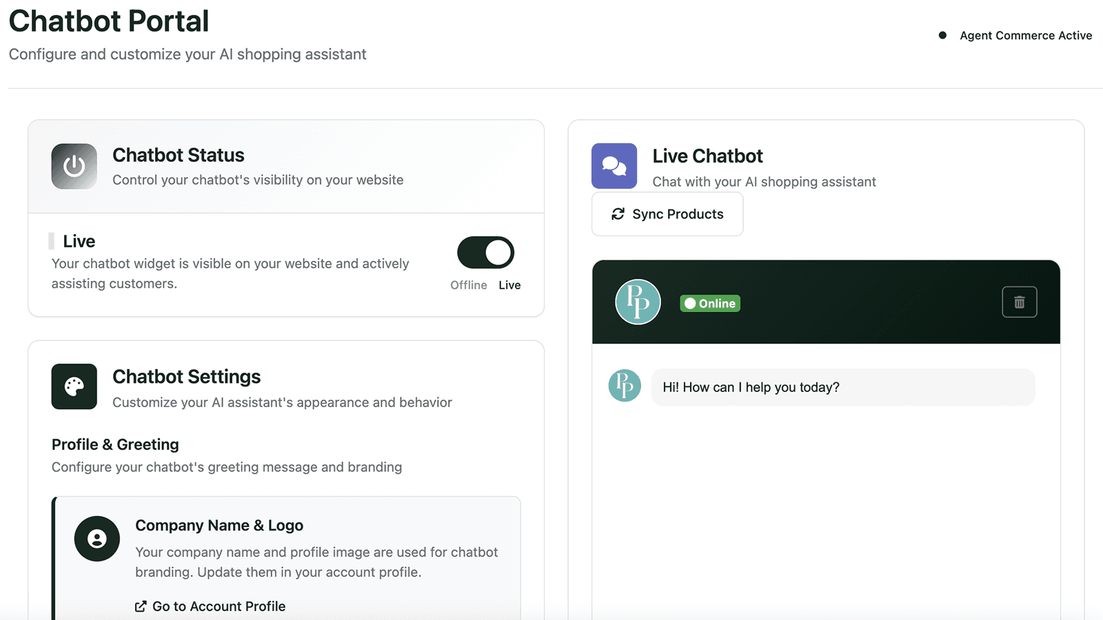 Chat interface UI config