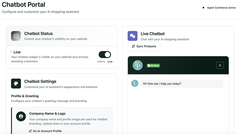 Chat interface UI config
