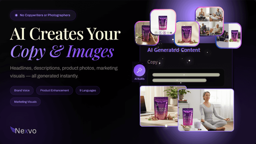 Visual page builder and ad creative studio side by side