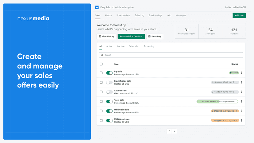Create and manage and schedule sale prices easily