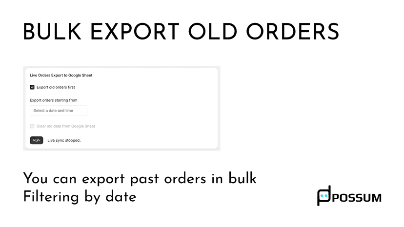Bulk export past orders, filtering by date