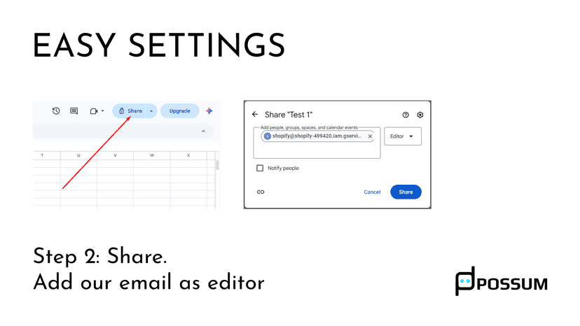 Share your Google Sheet and add app email as editor