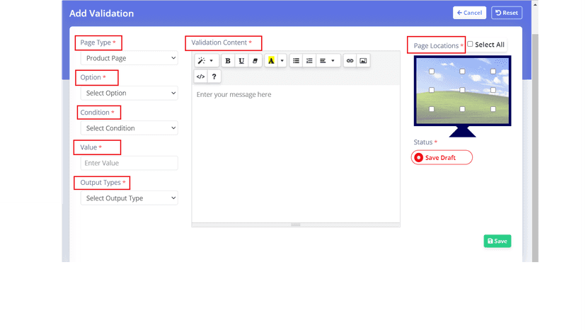 Validation Page