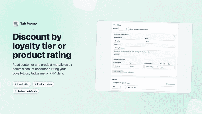 Discount condition reading a product rating metafield