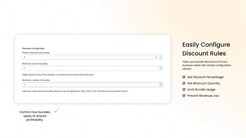 Configure bundle products and discount rules in setup interface