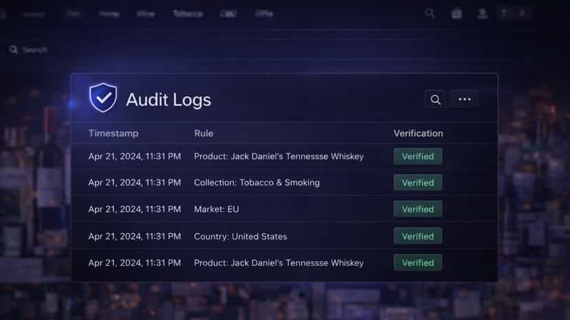 Audit log dashboard for age verification compliance tracking